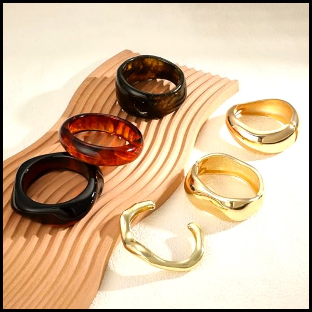 Chunky Bangle Bracelet Set Stackable Trendy Acryl… - image 7